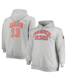 ミッチェル&ネス メンズ パーカー・スウェット アウター Men's Steve Nash Heathered Gray Phoenix Suns Big and Tall Name and Number Pullover Hoodie Heathered Gray