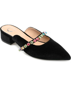 Wl RNV fB[X V[Y pvX xxbg Journee Collection Women's Jewel Rhinestone Embellished Velvet Slip On Flats Black ubN