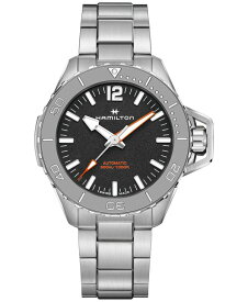 ハミルトン メンズ 腕時計 アクセサリー Men's Swiss Automatic Khaki Navy Frogman Stainless Steel Bracelet Watch 46mm Black