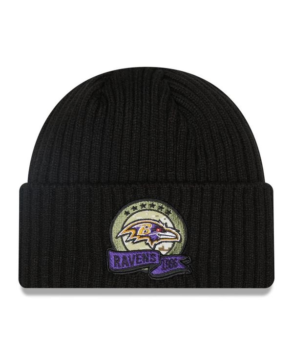 ニューエラ メンズ 帽子 アクセサリー Men´s Black Baltimore Ravens 2022 Salute To Service Knit Hat Blackのサムネイル
