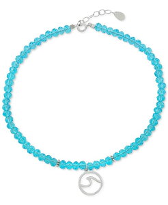 W[j xj[j fB[X uXbgEoOEANbg ANZT[ Blue Crystal Bead Wave Charm Ankle Bracelet in Sterling Silver, Created for Macy's Blue Crystal