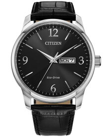 【送料無料】 シチズン メンズ 腕時計 アクセサリー Eco-Drive Men's Black Leather Strap Watch 42mm Black