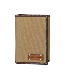 【送料無料】 ラッキーブランド メンズ 財布 アクセサリー Men's Canvas with Leather Trim Trifold Wallet Khaki