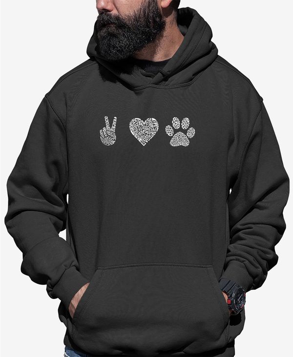 【送料無料】 エルエーポップアート メンズ パーカー・スウェット アウター Men's Peace Love Dogs Word Art Hooded Sweatshirt Dark Gray：ReVida  市場店