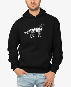 �G���G�[�|�b�v�A�[�g �����Y �A�E�^�[ �p�[�J�[�E�X�E�F�b�g �X�E�F�b�g �V���c LA Pop Art Men's Howling Wolf Word Art Hooded Sweatshirt Black �u���b�N
