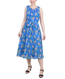 【送料無料】 ニューヨークコレクション レディース ワンピース トップス Petite Sleeveless Chiffon Belted Dress Bright French Blue Melon