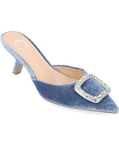 Wl RNV fB[X V[Y T_ xxbg q[ Journee Collection Women's Rishie Ornamented Kitten Heel Velvet Slip On Pumps Blue u[