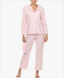 �z���C�g�}�[�N ���f�B�[�X �A���_�[�E�F�A �i�C�g�E�F�A White Mark Women's Pajama Set 3-Piece Pink �s���N