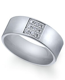 【送料無料】 ローナ サットン メンズ リング アクセサリー Men's Stainless Steel Cubic Zirconia Ring Silver