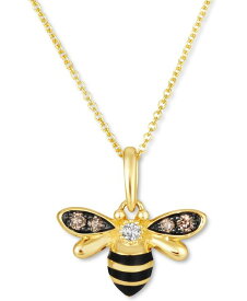 【送料無料】 ル ヴァン レディース ネックレス・チョーカー・ペンダントトップ アクセサリー Diamond (1/8 ct. t.w.) & Black Enamel Bee 18" Pendant Necklace in 14k Gold Yellow Gold