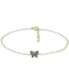 【送料無料】 ジャーニ ベルニーニ レディース ブレスレット・バングル・アンクレット アクセサリー Blue Cubic Zirconia Butterfly Ankle Bracelet, Created for Macy's Gold over Silver