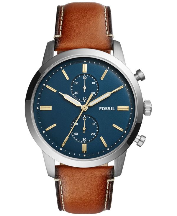 Chronograph Men's アクセサリー 腕時計 メンズ フォッシル Townsman Brown/Blue FS5279 44mm Watch Strap Leather Brown Light メンズ腕時計