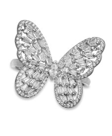 【送料無料】 ジャーニ ベルニーニ レディース リング アクセサリー Cubic Zirconia Baguette Butterfly Ring (1-1/2 ct. t.w.) In Sterling Silver or 18K Rose Gold over Sterling Silver Sterling Silver