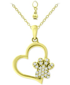 【送料無料】 ジャーニ ベルニーニ レディース ネックレス・チョーカー・ペンダントトップ アクセサリー Cubic Zirconia Heart & Paw 18" Pendant Necklace, Created for Macy's Gold