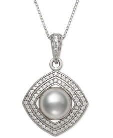 【送料無料】 ベル ドゥ メール レディース ネックレス・チョーカー・ペンダントトップ アクセサリー Cultured Freshwater Pearl (8mm) & Cubic Zirconia 18" Pendant Necklace in Sterling Silver Silver