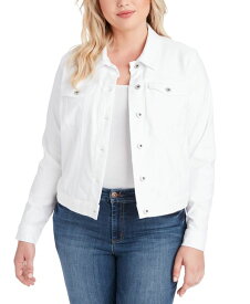 【送料無料】 ジェシカシンプソン レディース ジャケット・ブルゾン アウター Trendy Plus Size Pixie Long Sleeve Denim Jacket White