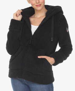 �z���C�g�}�[�N ���f�B�[�X �A�E�^�[ �W���P�b�g�E�u���]�� �W���P�b�g White Mark Women's Hooded Sherpa Jacket Black �u���b�N