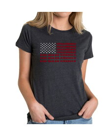 【送料無料】 エルエーポップアート レディース シャツ トップス Women's Premium Blend T-Shirt with God Bless America Word Art Black