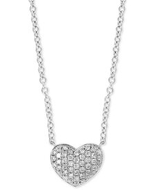 【送料無料】 エフィー レディース ネックレス・チョーカー・ペンダントトップ アクセサリー EFFY&reg; Diamond Pav&eacute; Heart 18" Pendant Necklace (1/8 ct. t.w.) in Sterling Silver or 14k Gold-Plated Sterling Silver Sterling Silver