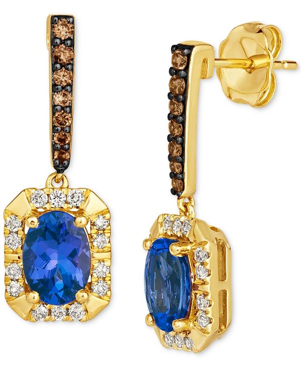 オンラインショッピング ル ヴァン レディース ピアス イヤリング アクセサリー Blueberry Tanzanite 1-3 ct.  Diamond Drop Earrings in 14k Gold 14K Honey