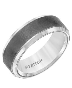 �g���g�� �����Y �A�N�Z�T���[ �����O �g�[�� Triton Men's Crystalline Finish Tungsten Comfort Fit Wedding Band & Gray Tungsten Carbide Dark Gray �O���[