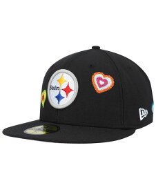 【送料無料】 ニューエラ メンズ 帽子 アクセサリー Men's Black Pittsburgh Steelers Chain Stitch Heart 59FIFTY Fitted Hat Black