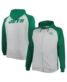 【送料無料】 プロファイル メンズ ジャケット・ブルゾン アウター Men's Heather Gray New York Jets Big and Tall Fleece Raglan Full-Zip Hoodie Jacket Heather Gray