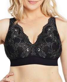 【送料無料】 グラマライズ レディース ブラジャー アンダーウェア Plus Size Full Figure Bramour Lexington Lace Plunge Wireless Bralette Black