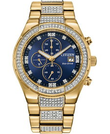 シチズン メンズ 腕時計 アクセサリー Men's Chronograph Eco-Drive Crystal Gold-Tone Stainless Steel Bracelet Watch 42mm Gold-tone