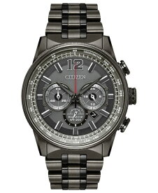 シチズン メンズ 腕時計 アクセサリー Eco-Drive Men's Chronograph Nighthawk Gray Stainless Steel Bracelet Watch 43mm Grey