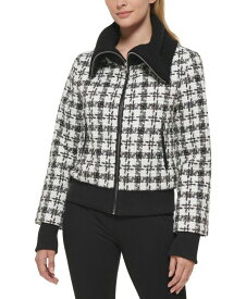 【送料無料】 カール ラガーフェルド レディース ジャケット・ブルゾン アウター Women's Sweater Collar Tweed Bomber Coat White, Black