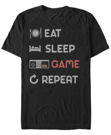 【送料無料】 フィフスサン メンズ Tシャツ トップス Nintendo Men's NES Eat Sleep Game Repeat Short Sleeve T-Shirt Black