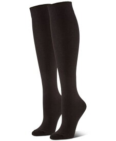 【送料無料】 ヒュー レディース 靴下 アンダーウェア Women's Flat Knit Knee High Socks 3 Pair Pack Black Pack