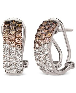 yz  @ fB[X sAXECO ANZT[ Ombr Chocolate Diamond (3/4 ct. t.w.) & Nude Diamond (1/2 ct. t.w.) Omega Hoop Earrings in 14k Rose Gold, White Gold or Yellow Gold White Gold