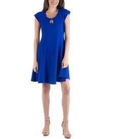 【送料無料】 24セブンコンフォート レディース ワンピース トップス Scoop Neck A-Line Dress with Keyhole Detail Blue