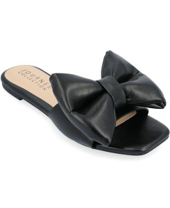 Wl RNV fB[X V[Y T_ Journee Collection Women's Fayre Oversized Bow Slip On Flat Sandals Black ubN