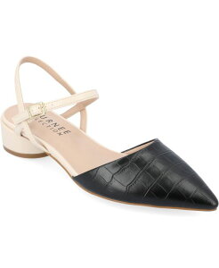 �W�����l �R���N�V���� ���f�B�[�X �V���[�Y �p���v�X �q�[�� Journee Collection Women's Brynn Block Heel Pointed Toe Flats Black �u���b�N