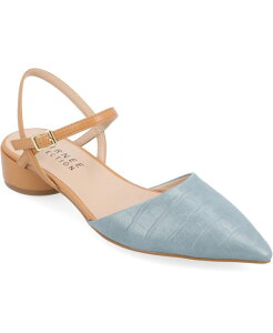 �W�����l �R���N�V���� ���f�B�[�X �V���[�Y �p���v�X �q�[�� Journee Collection Women's Brynn Block Heel Pointed Toe Flats Blue �u���[