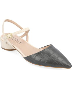 �W�����l �R���N�V���� ���f�B�[�X �V���[�Y �p���v�X �q�[�� Journee Collection Women's Brynn Block Heel Pointed Toe Flats Charcoal �`���R�[��