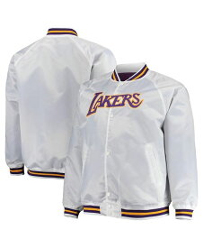 【送料無料】 ミッチェル&ネス メンズ ジャケット・ブルゾン アウター Men's White Los Angeles Lakers Big and Tall Hardwood Classics Raglan Satin Full-Snap Jacket White
