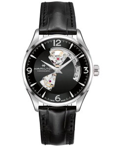 n~g Y ANZT[ rv U[ Hamilton Men's Swiss Automatic Jazzmaster Black Leather Strap Watch 40mm Black ubN