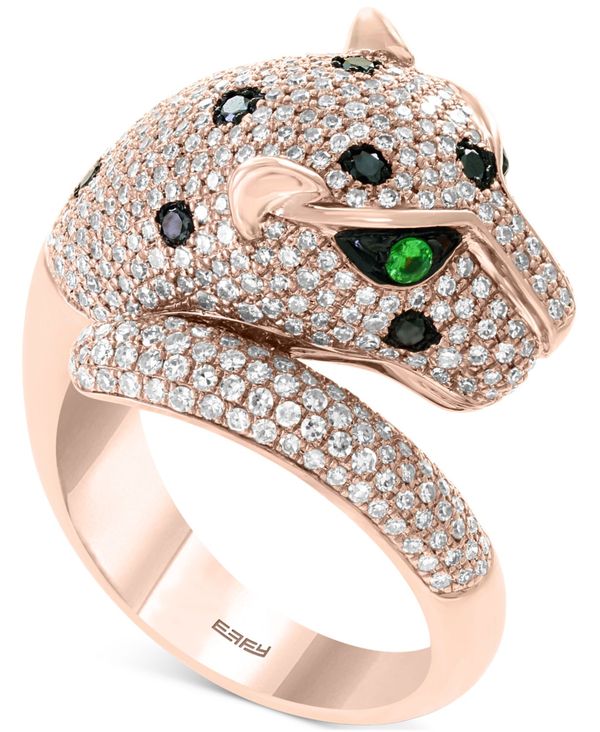  エフィー レディース リング アクセサリー EFFYreg; Black  White Diamond (1-1 ct.  Tsavorite (1 20 ct. Signature Panther Ring in 14k Gold  Rose Gold Rose Gold