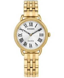 【送料無料】 シチズン レディース 腕時計 アクセサリー Eco-Drive Women's Crystal Gold-Tone Stainless Steel Bracelet Watch 29mm Gold-tone