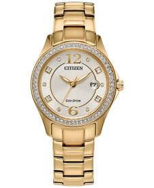 【送料無料】 シチズン レディース 腕時計 アクセサリー Eco-Drive Women's Crystal Gold-Tone Stainless Steel Bracelet Watch 30mm Gold-tone