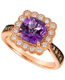 【送料無料】 ル ヴァン レディース リング アクセサリー Grape Amethyst (2-1/5 ct. t.w.) & Diamond (1/2 ct. t.w.) Halo Ring in 14k Rose Gold No Color