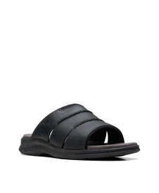 【送料無料】 クラークス メンズ サンダル シューズ Men's Walkford Easy Slide Sandals Black Tumbled Leather