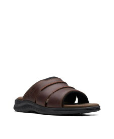 【送料無料】 クラークス メンズ サンダル シューズ Men's Walkford Easy Slide Sandals Brown Tumbled Leather