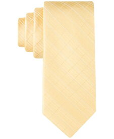 【送料無料】 カルバンクライン メンズ ネクタイ アクセサリー Men's Etched Windowpane Tie Yellow