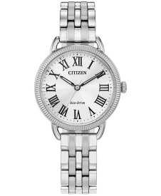 【送料無料】 シチズン レディース 腕時計 アクセサリー Eco-Drive Women's Crystal Stainless Steel Bracelet Watch 29mm Silver-tone