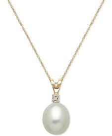 【送料無料】 ホノラ レディース ネックレス・チョーカー・ペンダントトップ アクセサリー Cultured Freshwater Pearl (8mm) and Diamond Accent Pendant Necklace in 14k Gold Gold